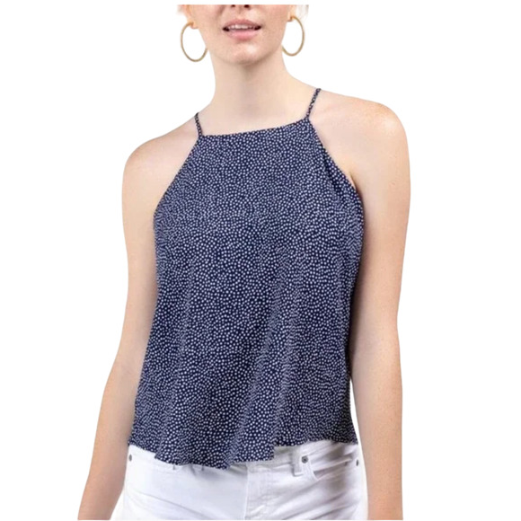 NWT Francesca's Mine Navy & White Roxy Polka Dot Tank Top - SIZE S - Picture 2 of 10